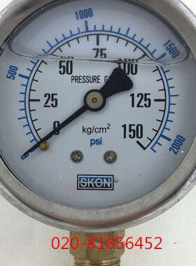 不锈钢耐震抗震压力表YN-60  150Kg 2000PSi