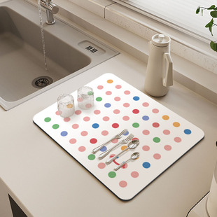 奶油风厨房碗f筷杯子沥水垫洗手台台面垫子吧台软硅藻泥吸水隔热