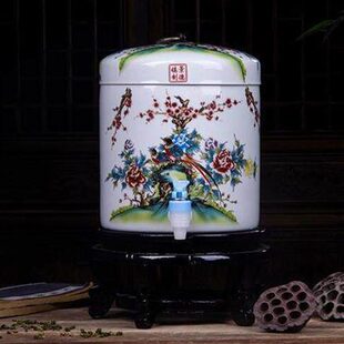 新款陶瓷过滤水缸凉水壶家用大号冷水壶带龙头储水罐瓷水桶大容量