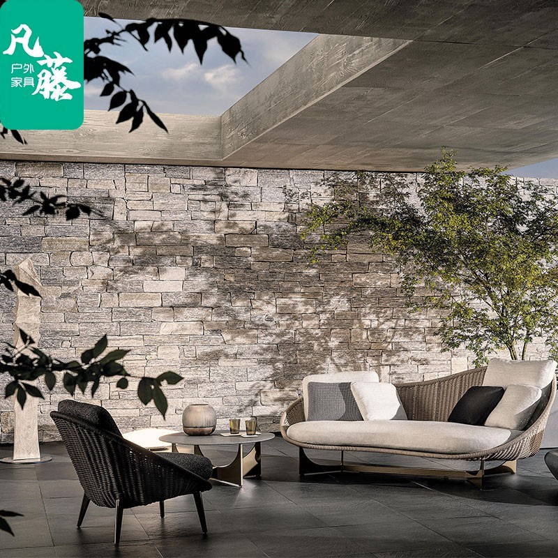 北欧户外a藤编休闲沙发庭院花园别墅酒店民宿异型沙发组合家具