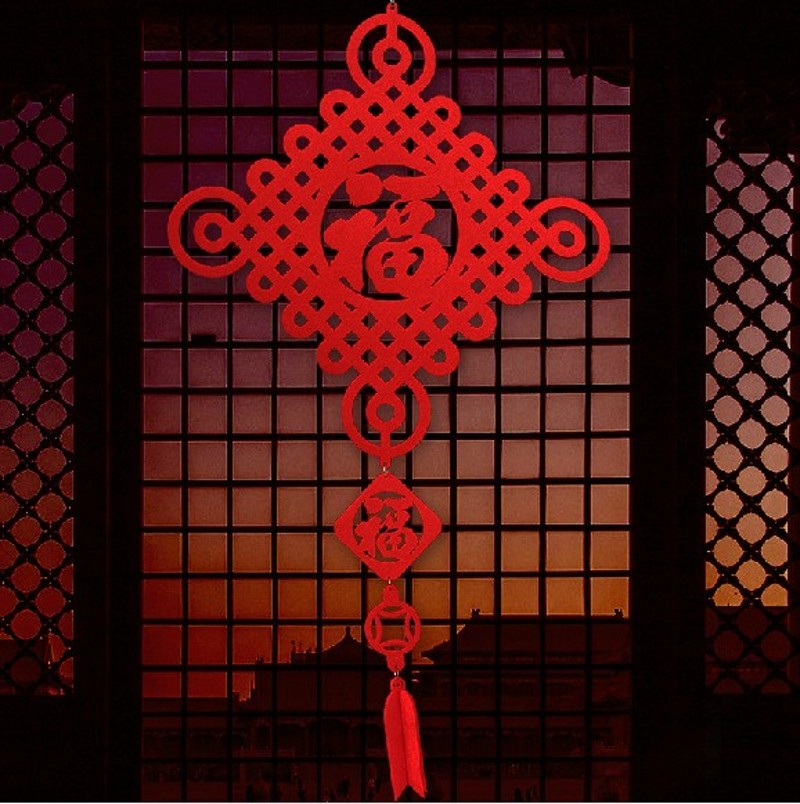 2021新款毛毡布中国结挂件高档加厚客厅挂饰O大号喜庆装饰福字挂