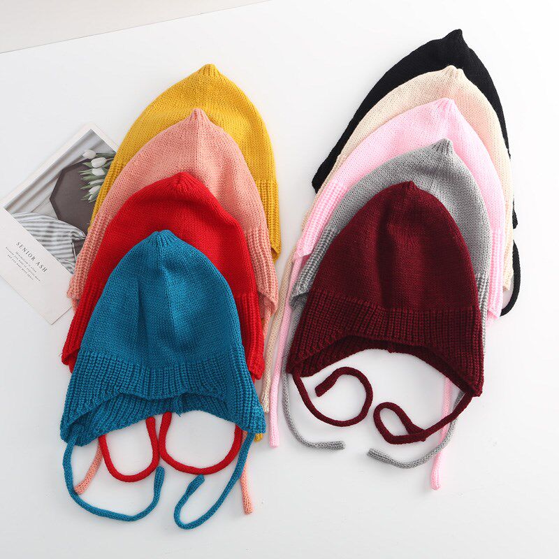 婴儿帽子秋冬季6-12个月护耳儿童针织帽冬天男女宝宝毛线帽1-2岁