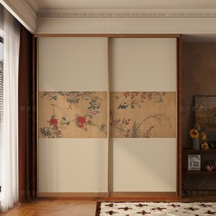 新中式 饰柜门衣柜玻璃门贴纸旧家具翻新贴画改造柜子遮丑自粘 装