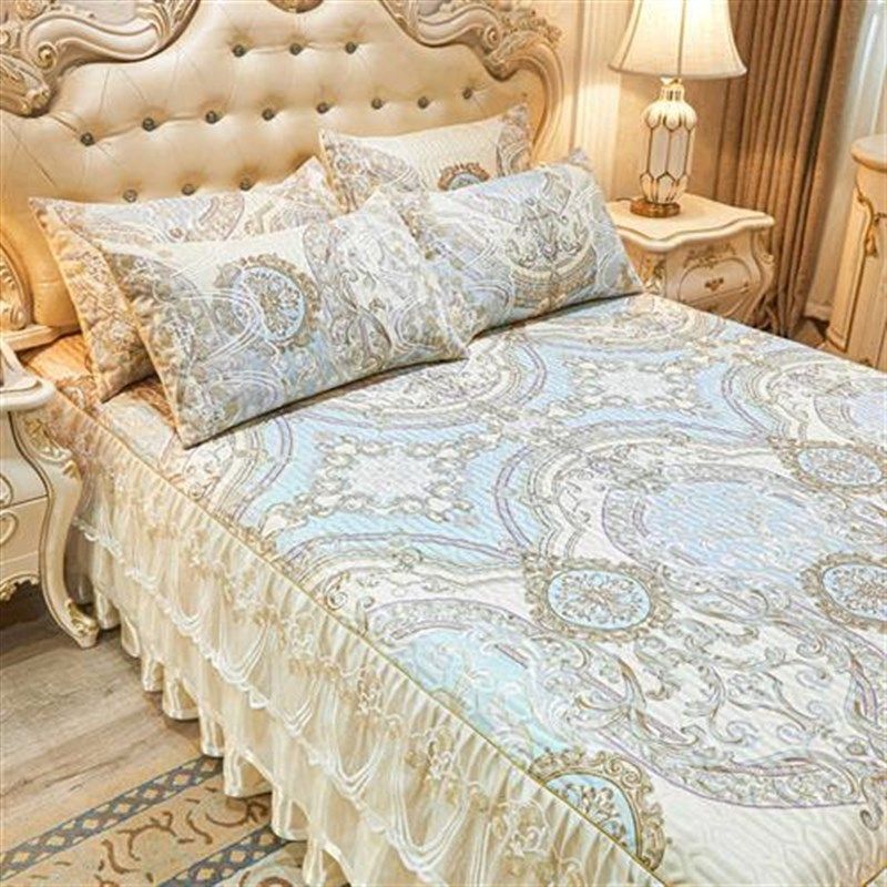 可机洗冰丝凉席1.8m三件套夏季折叠空调软席子1.5米水洗家用床裙