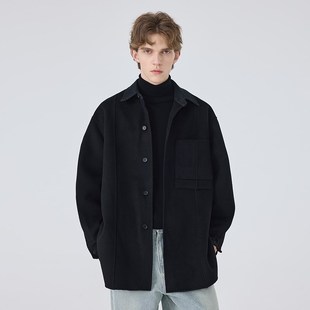 双面呢羊毛夹克男士羊绒韩版潮手工大衣加厚秋冬季呢子短款外套男