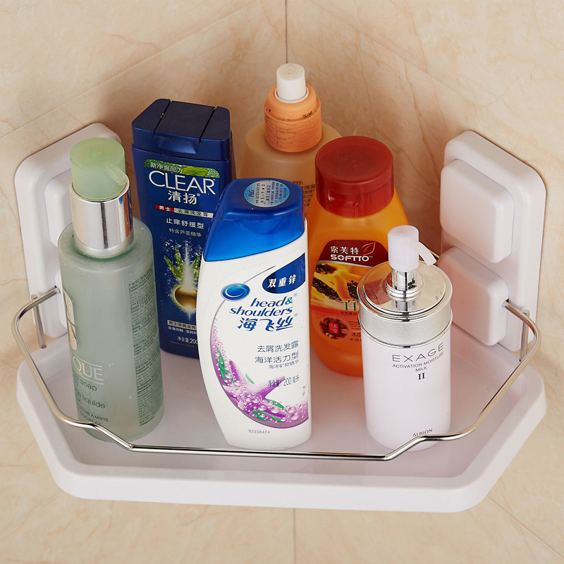 浴室置物架厕所吸盘式储物架吸壁式卫生间卫浴三角架子壁挂免打孔