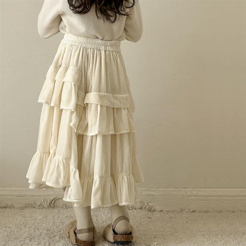 女童半身裙2024秋冬新款儿童丝绒高级感荷叶边蛋糕裙冬季加绒裙子,童装/婴儿装/亲子装,半身裙,淘宝优惠券,粉丝福利购,淘宝优惠卷