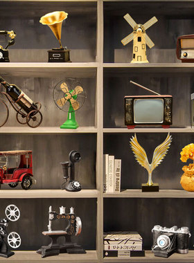 复古摆件老式电视机留声机模型拍照道具怀旧老物件酒吧店铺装饰品