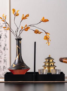 新中式天坛香炉花瓶托盘摆件软装茶几禅意茶室样板间别墅饰品摆件