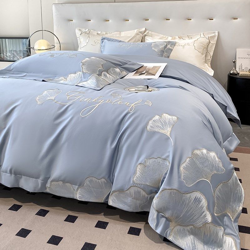 a类母婴长绒棉四件套全棉磨毛被套100纯棉轻奢风床单2024新款床笠