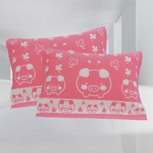 枕巾纯棉黄色毛巾圈加厚全棉老式毛巾料枕头巾大人高级小清新卡通