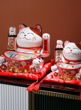 创意自动招手摇手招财猫摆件开业送礼店铺收银台家居客厅装饰礼品