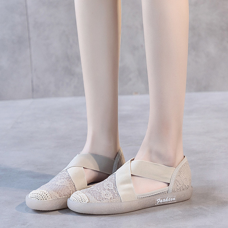 时尚渔夫鞋女2021夏秋季新款网纱牛筋软底一脚蹬平底单鞋透气凉鞋,女鞋,罗马凉鞋,淘宝优惠券,粉丝福利购,淘宝优惠卷