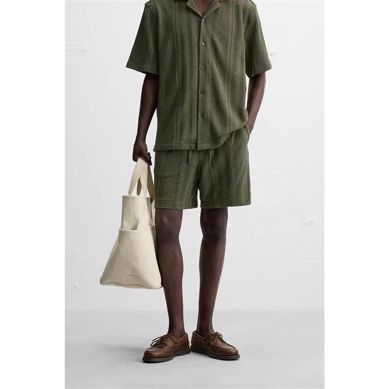 2025新款 夏季新品 男装 条纹提花凉感宽松休闲短裤 4840421 505,男装,短裤,淘宝优惠券,粉丝福利购,淘宝优惠卷