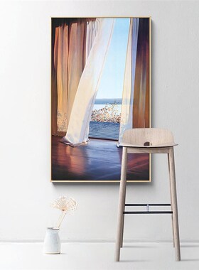 海边窗帘 北欧高级优雅装饰画客饭厅玄关过道走廊文艺术油画挂画