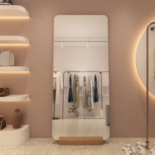 圆角全身镜子家用穿衣镜简约美颜简约落地镜显瘦服装 店大试衣镜女