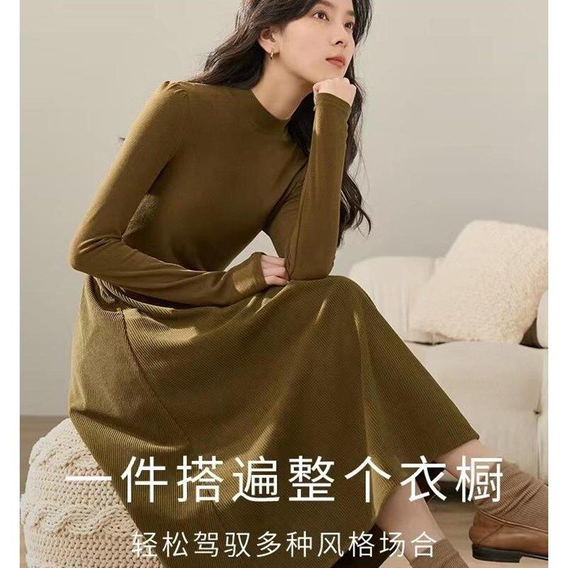 覆古拼接连衣裙女2025秋冬款连衣裙