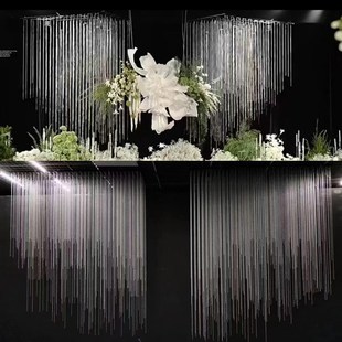 婚庆韩式亚克力水晶珠帘洛汐吊顶酒店宴会厅成品雨帘珠链背景布置