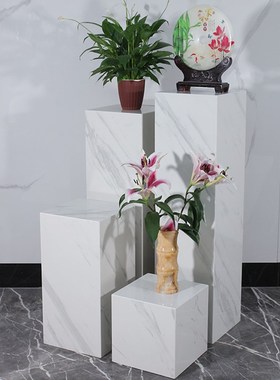 大理石方形底座展示台白色轻奢工艺品陈列架客厅地台落地石材摆件