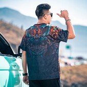 7X胖子胖人夏装 薄 宽松显瘦潮流半袖 上衣帅气冰丝短袖 T恤男加大码