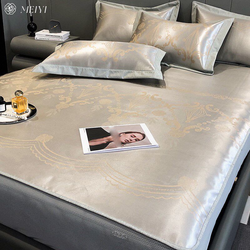 简约风2024新款夏季冰丝席凉席三件套床笠可机洗空调席子床上用品,床上用品,冰丝席,淘宝优惠券,粉丝福利购,淘宝优惠卷