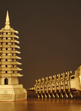 黄铜文昌塔摆件七层7层铜八卦文昌塔客厅玄关摆设书房桌面工艺品