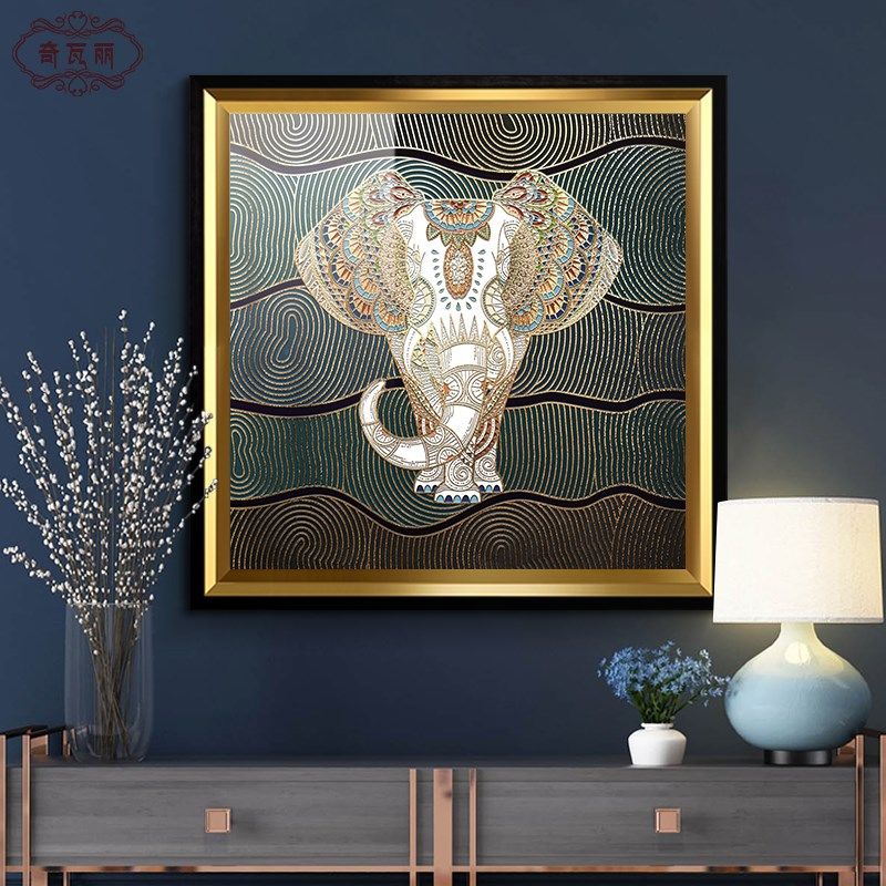 招财大象壁画玄关柜装饰画现代抽象餐厅过道轻奢客厅挂画美式大气,家居饰品,现代装饰画,淘宝优惠券,粉丝福利购,淘宝优惠卷
