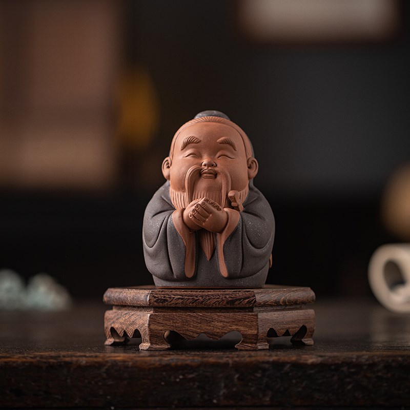 中式禅意孔子茶宠摆件精品茶玩可爱历史人M物书房桌面装饰工艺礼