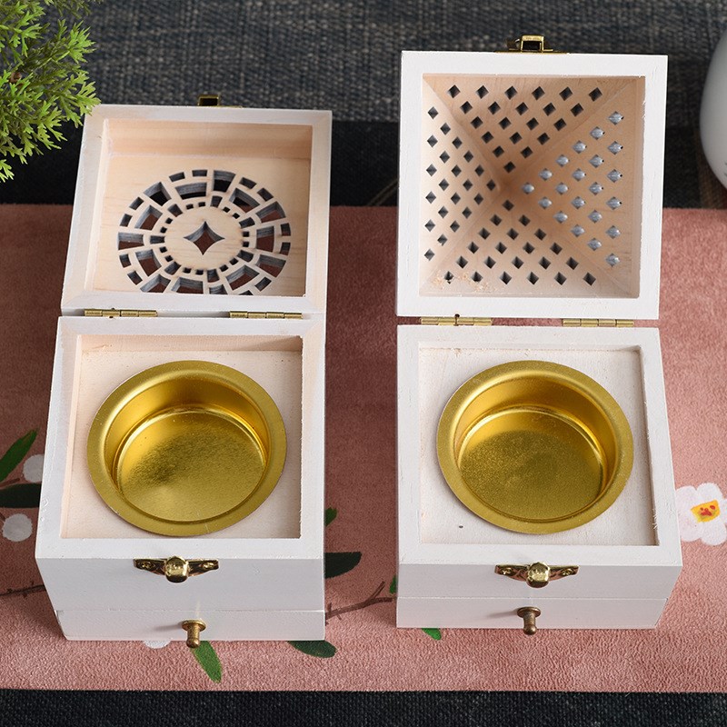 迷你熏香盒d创意金字塔香炉木质香薰盒白色塔形木制熏香炉木盒