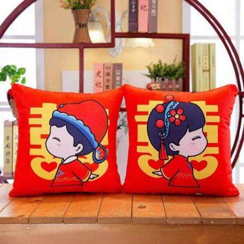 靠枕靠垫汽车抱枕腰枕含结婚喜大红色婚房装饰用品套芯沙发庆庆