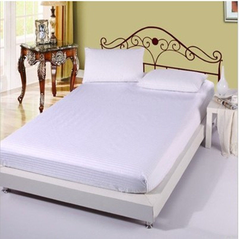 带松紧带包床床单纯白色缎条y床笠床罩宾馆酒店旅社床上用品单件