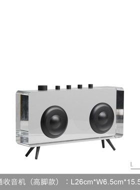 现代轻奢书房复古水晶q摆件样板房间客厅玄关年代留声机装饰品摆