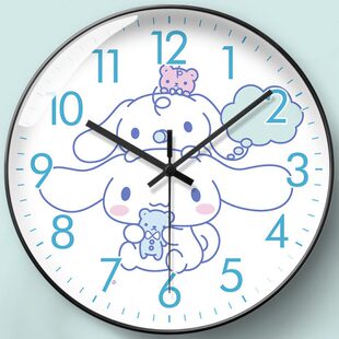 玉桂狗电波钟挂钟女学生少女心公主房时钟家用卧室儿童房自动对时
