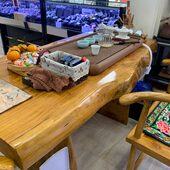 原木整板洽谈茶桌椅组合客厅功夫茶几中式 全实木仿古茶艺桌泡茶桌