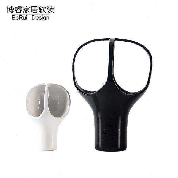 简约现代创意黑白陶瓷花器插花花篮艺术摆件餐厅花瓶客厅软装饰品