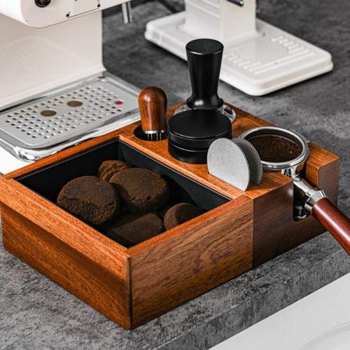 咖啡压粉座多功能实木压粉底座布粉器手柄收纳支架51/54/58mm通用