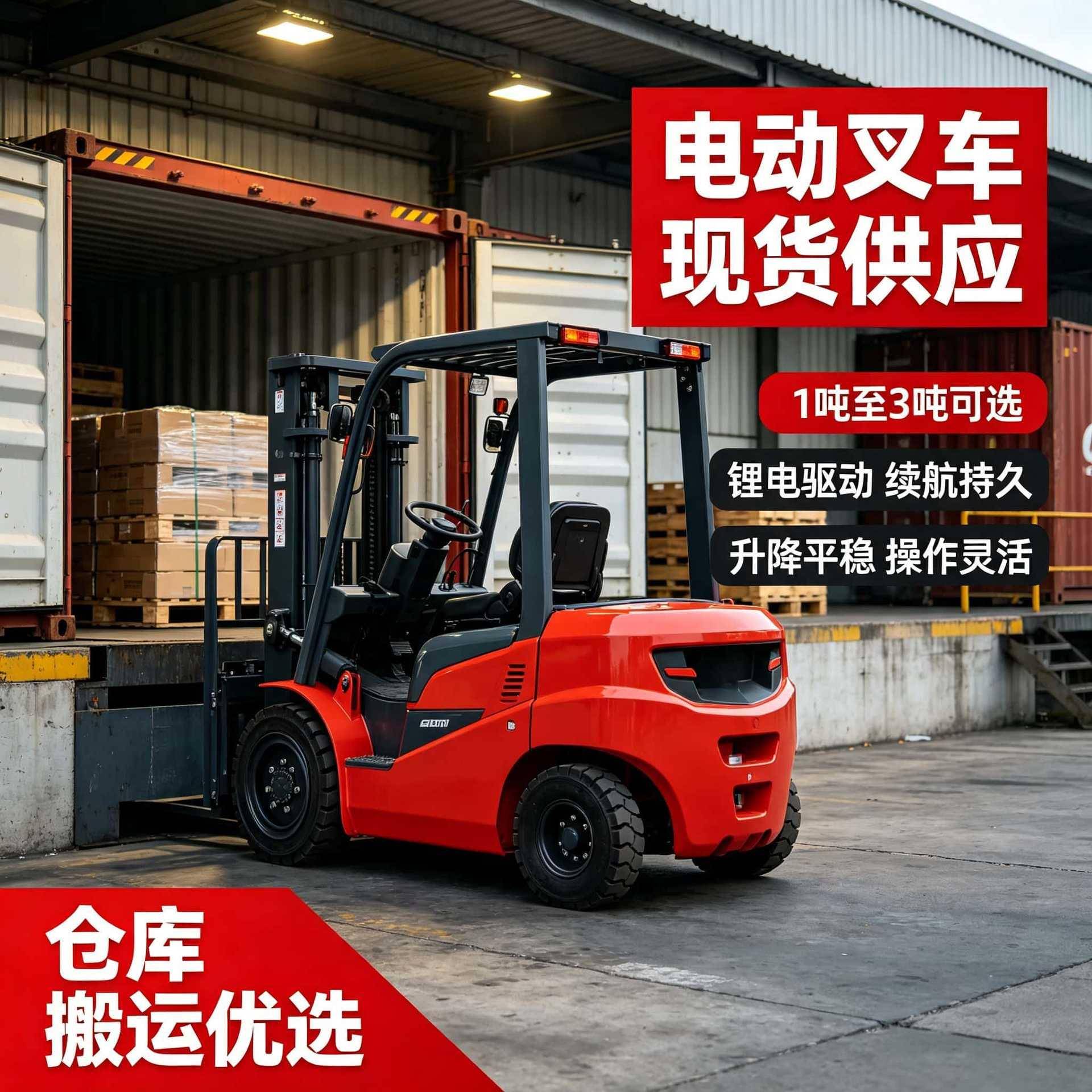 电动装卸叉车座驾式叉车新能源锂电仓储堆垛货物搬运电动叉车