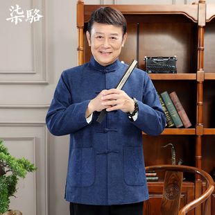 唐装男士春秋季中老年父亲婚礼宴会春装外套老人爷爷装中国风套装