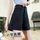 黑色卷边高腰牛仔短裤 a字宽松显瘦阔腿外穿热裤 女夏薄款 2024新款