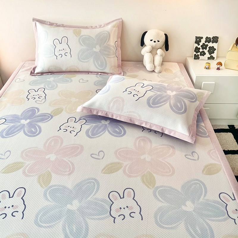 A类抗菌超细纤维凉感冰丝席夏天凉席子三件套宿舍0.9米床1.2m软席