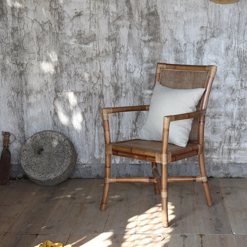 印尼藤椅单人靠背椅茶室成人餐椅艺术简约休闲藤编椅子民宿阳台椅