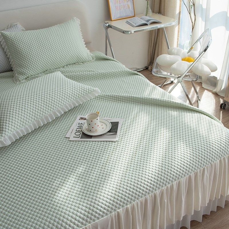 轻奢2024夏季蕾丝花边豆豆凉席三件套凉感舒爽可裸睡A类冰丝席,床上用品,冰丝席,淘宝优惠券,粉丝福利购,淘宝优惠卷