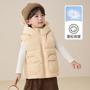 男童羽绒马甲儿童女童加厚背心秋冬季新款童装宝宝带帽马甲外套