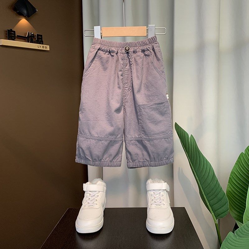 男童夏装裤子宝宝酷帅七分裤2024新F款潮儿童夏季薄款短裤休闲中