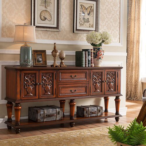 欧式玄关台美式乡村餐边柜走廊边桌实木沙发背靠边台边桌子端景台