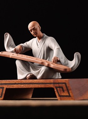 创意紫砂小和尚摆件中式陶瓷禅意人物家居客厅玄关桌面装饰工艺品