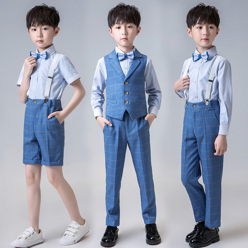 男童主持人小礼服夏装钢琴演奏服装儿童西装夏季男孩比赛表演正装