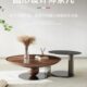 2024新款 客厅家用极简现代组合实木侘寂风 茶几胡桃木色圆形意式