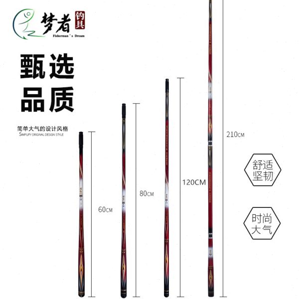 梦者钓具抄网杆插节并继伸缩碳素玉柄黑坑飞磕硬竞技抄网杆捞鱼