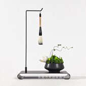 现新中式 禅意样板房绿植盆景摆设家居客厅软装 饰品玄关景观摆件